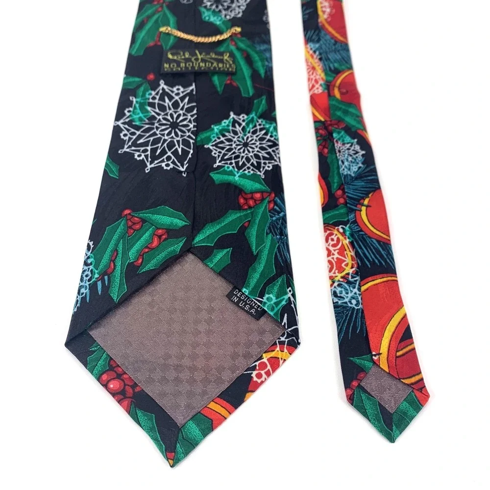 Rush Limbaugh No Boundaries Mens‎ Tie Green & Red Christmas Holiday 100% Silk